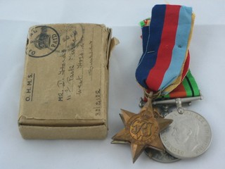 A group of 5 medals attributable to D Hands comprising 1939-45 Star, Africa Star, Italy Star, British War medal and Victory medal