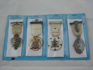 4 silver gilt and enamel Masonic charity jewels