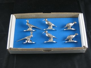 A set of 6 silver plated place name card holders in the form of  game birds ..p1