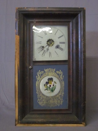 An American 30 hour striking wall clock with painted dial
