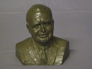 After Malina a bronzed head and shoulders portrait bust of a gentleman 6"
