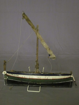 A wooden model of a French fishing boat 15"