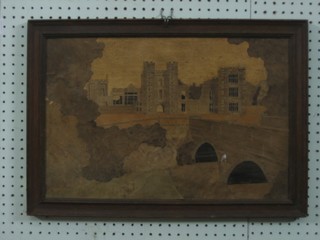 A parquetry picture of Cowdray Park Ruins 13" x 19"