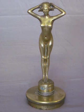 A brass radiator/car mascot in the form of a standing naked lady patent no.320112 6"