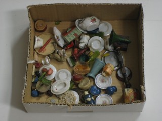 A miniature dolls house gramophone and various dolls house  china etc