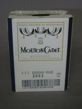 6 bottles of 2001 Baron Philippe de Rothschild Mouton Cadet