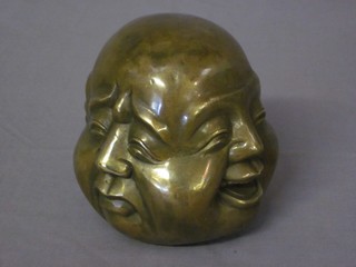 A bronzed portrait bust of a multiple faced Buddha 4"