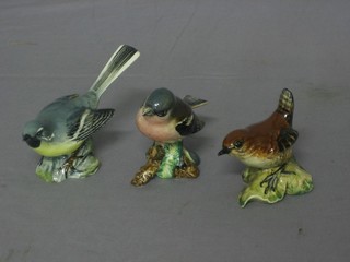3 Beswick figures of birds - Grey Wagtail 1041, Chaffinch 991  and Wren 993