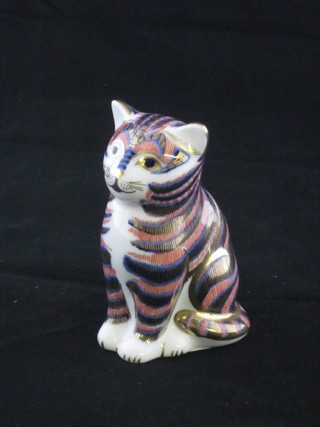 A Royal Crown Staffordshire figure of a seated cat, base marked  LV11, 3"