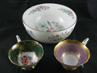 A circular Aynsley Wild Tudor pattern bowl 8" and 8 miniature character jugs, small collection of decorative china etc