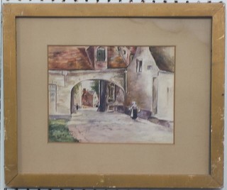 D Griffin, Continental watercolour "Arch with Figure" 6 1/2" x  8 1/2" signed and dated 1908