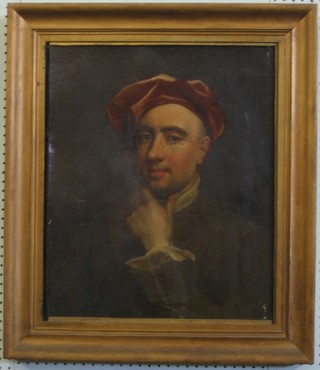 An 18th/19th Century oil on canvas, head and shoulders portrait "Gentleman" 21" x 18" ILLUSTRATED
