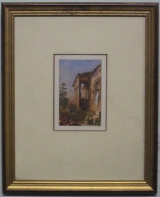 An 18th Century watercolour drawing "Study of a Terrace" 4" x  2"