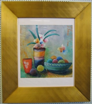 Lee White, impressionist still life painting "Flowers" 18" x 18"