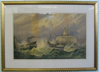 After William Broome, coloured print "The Ramsgate Life Boat"  17" x 27"