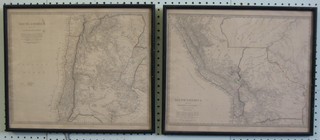 Two framed maps, sheet 4 and 5 of South America 12" x 15"  contained in ebony frames