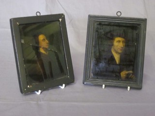 2 18th Century miniatures of gentleman 4 1/2" x 3 1/2"