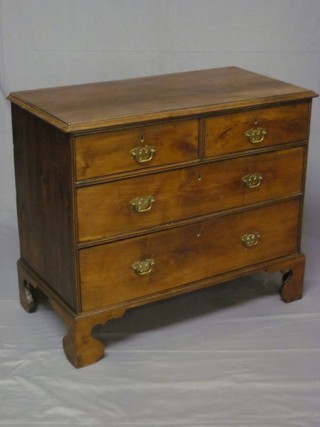 A Georgian mahogany chest of 2 short and 2 long drawers, raised  on bracket feet 37" ILLUSTRATED