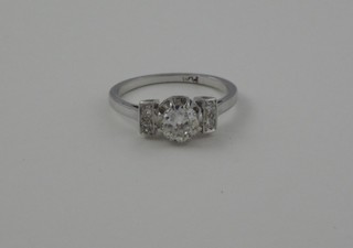 A lady's platinum dress ring set 4 diamonds, approx 0.80ct