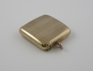 A 9ct gold vesta case, with engine turned decoration 24gms ILLUSTRATED