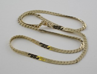 A modern 14ct gold flat link chain