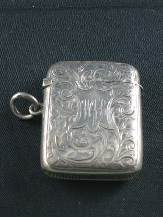 A Victorian engraved silver vesta case Birmingham 1899