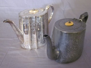 An oval silver plated teapot and 1 other