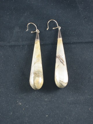 A pair of hardstone drop earrings