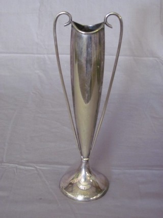 An Art Nouveau silver plated twin handled vase by Mappin &  Webb 9"