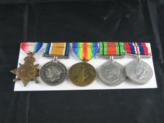 A group of 5 medals comprising 1914-15 Star ,  British War medal, Victory medal, Defence and War medal, to Lieutenant/Captain H J Melville 13th Battalion Liverpool Regt.  together with document