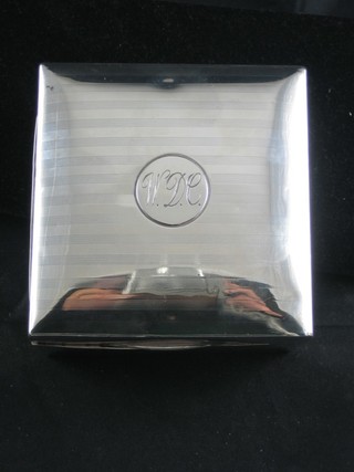 A silver cigarette box with hinged lid Birmingham 1912 3"