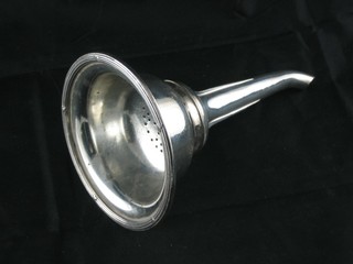 A silver plated wine funnel decorated with a White Star liner flag