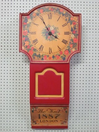 A Victorian style battery operated wall clock with arch painted dial, contained in an arched case 29", marked Thomas Kent 1887 London