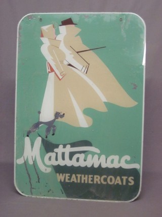A painted glass advertising sign for Mattamac Weather Coats 30"