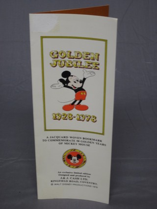 A Mickey Mouse Golden Jubilee jacquard woven book mark