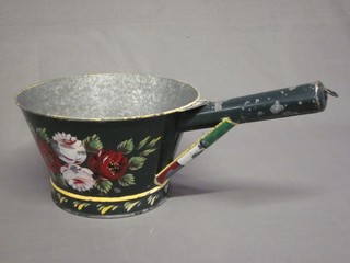 A circular painted bargeware saucepan 12"