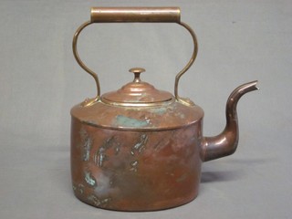 A Victorian oval copper kettle