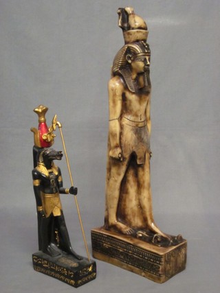 A figure of an Egyptian Deity 22" and 1 other 15"