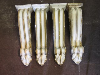 4 white and gilt plaster vitruvian style scrolls 26"