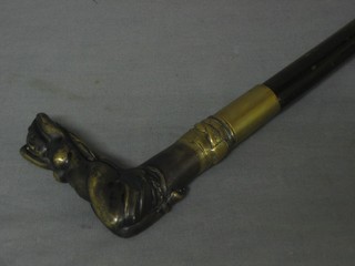 A reproduction bronzed walking stick the handle in the form of a reclining naked lady