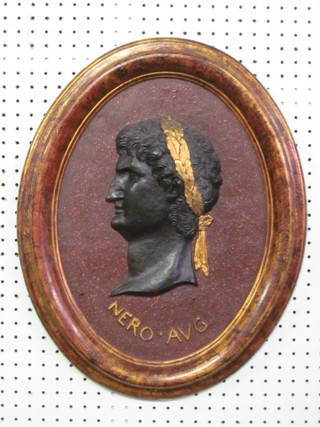 An oval plaque depicting Caesar marked Nebo.Avg 17"
