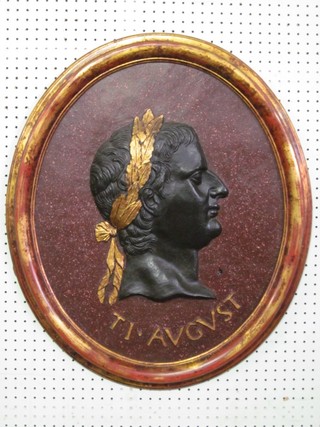 An oval plaque depicting Caesar marked Ti.Avgvst 26"