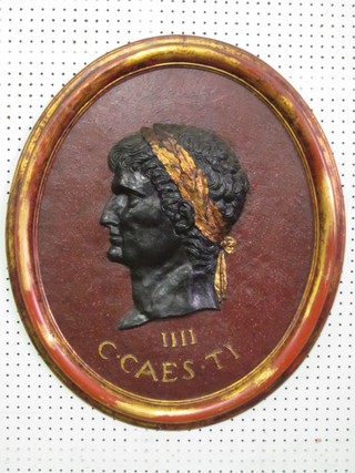 An oval plaque depicting Caesar marked C.Caes.Ti IVIII 26"