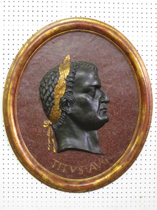 An oval plaque depicting Caesar marked Titvs.Avg 26"