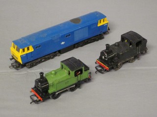 A Hornby Triang model of a British railways double headed diesel R758 and 2 tank engines