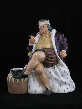 A Royal Doulton figure - Old King Cole HN2217, chip to bowl, together with 1 other - Stitch in Time, faulty, PART ILLUSTRATED