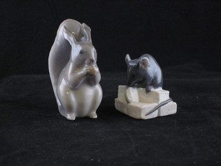 A Royal Copenhagen figure of a seated squirrel, base marked 982 2 1/2" and 1 other "Mouse", based marked 570 1 1/2"