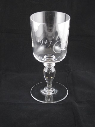 A Whitefriars limited edition goblet to commemorate the Silver Wedding of The Queen and Prince Philip, boxed