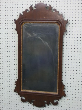 A 19th Century, Chippendale style rectangular plate mirror contained in a mahogany frame 29"