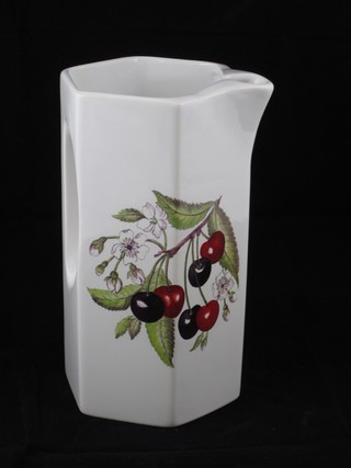 An octagonal Wade water jug decorated grapes 7 1/2"